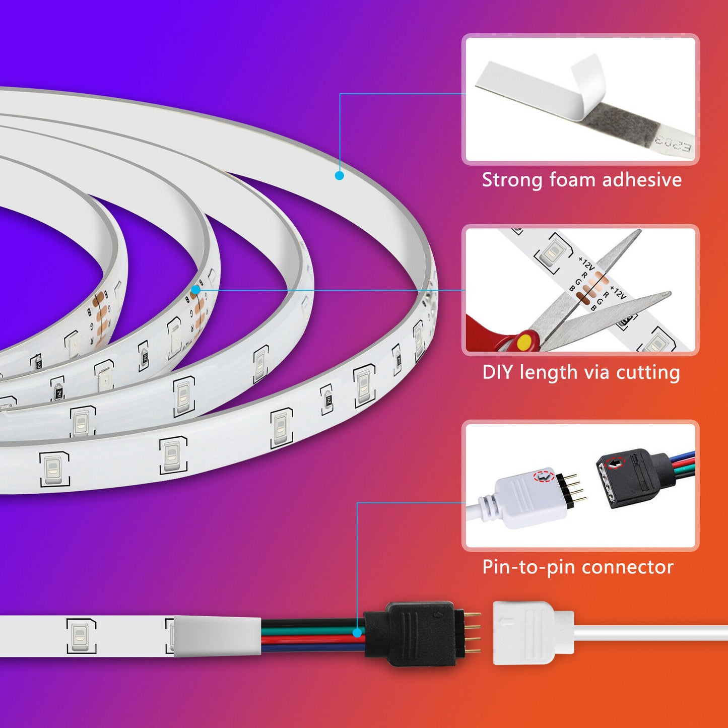 16.4FT RGB Flexible 300LED Strip Light SMD Remote Fairy Lights Room TV Party Bar LED Strip Light Remote Fairy Light Room Party Waterproof