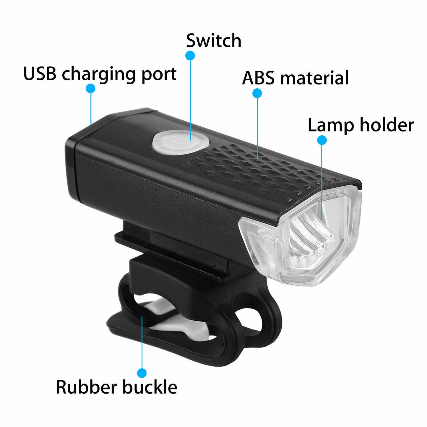 USB Rechargeable LED Bicycle Headlight Bike Head Light Front Rear Lamp Cycling