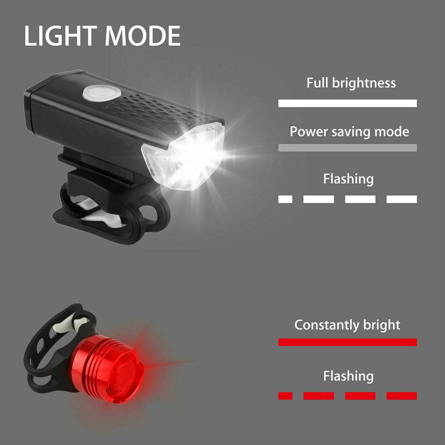 USB Rechargeable LED Bicycle Headlight Bike Head Light Front Rear Lamp Cycling