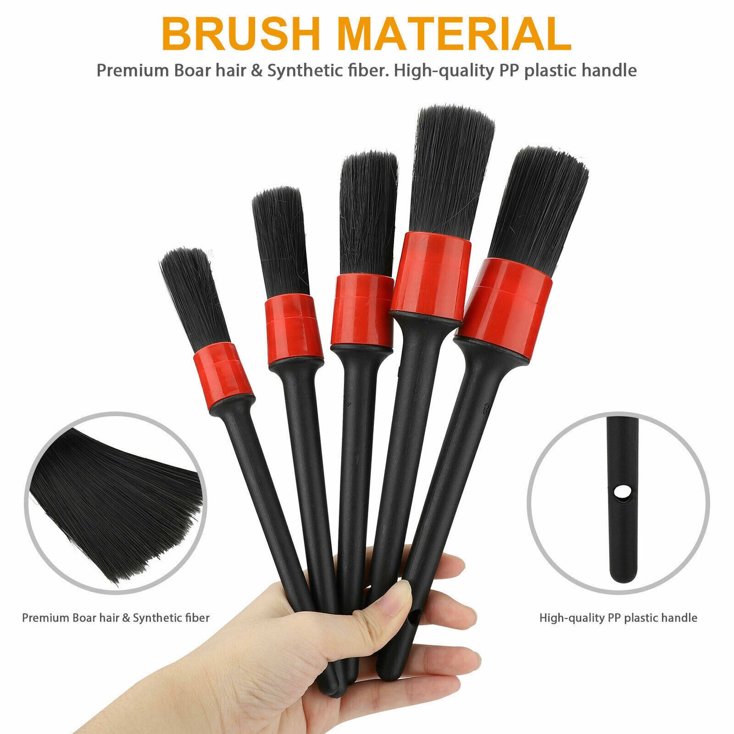 13pcs Car Detailing Brush Kit Boar Hair Vehicle Auto Engine Wheel Clean Brushes