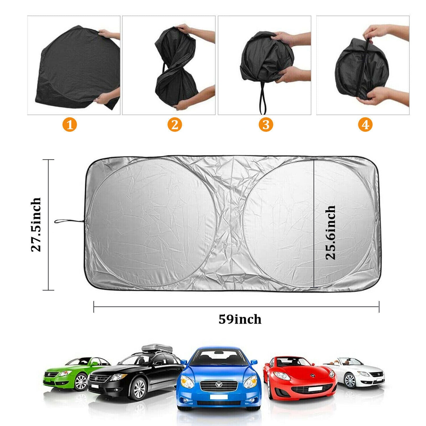 Foldable Car Front Rear Window Windshield Sun Shade Shield Cover Visor UV Block