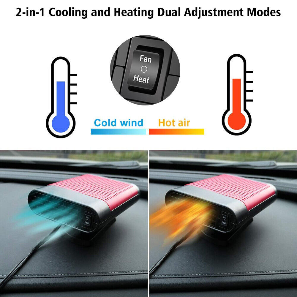 1000W Car Heater 12V Portable Electric Heating Fan Defogger Defroster Demister