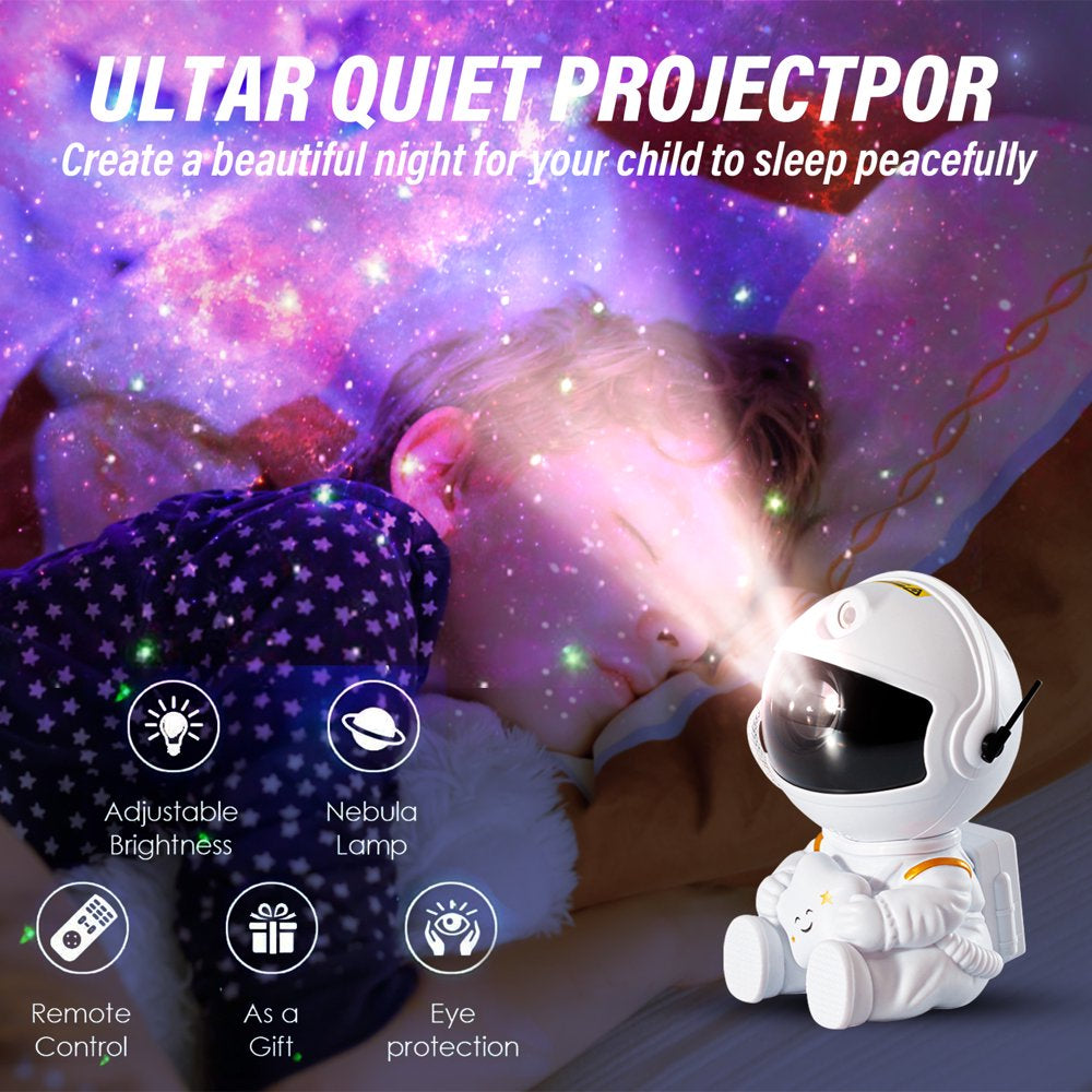 Astronaut Projector Night Light, Star Projector Galaxy Night Light, Astronaut Starry Nebula Ceiling LED Lamp with Timer and Remote, Gift for Kids Adults for Bedroom, Christmas, Birthdays, White