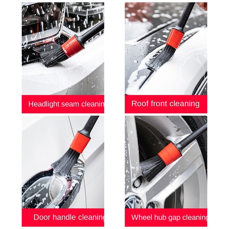 Car Exterior Interior Detail Brush 5PCS Boar Hair Bristles Brush for Car Cleaning Auto Detail Tools Dashboard Cleaning Brush