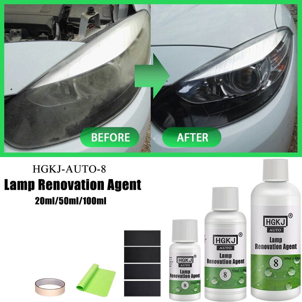 Headlight Restorer HGKJ 8 Car Lights Polishing Kit Chemical Repair Renovation Auto Detailing Liquid Polymer Protect Coating