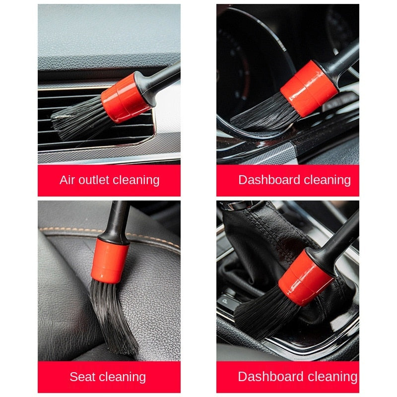 Car Exterior Interior Detail Brush 5PCS Boar Hair Bristles Brush for Car Cleaning Auto Detail Tools Dashboard Cleaning Brush