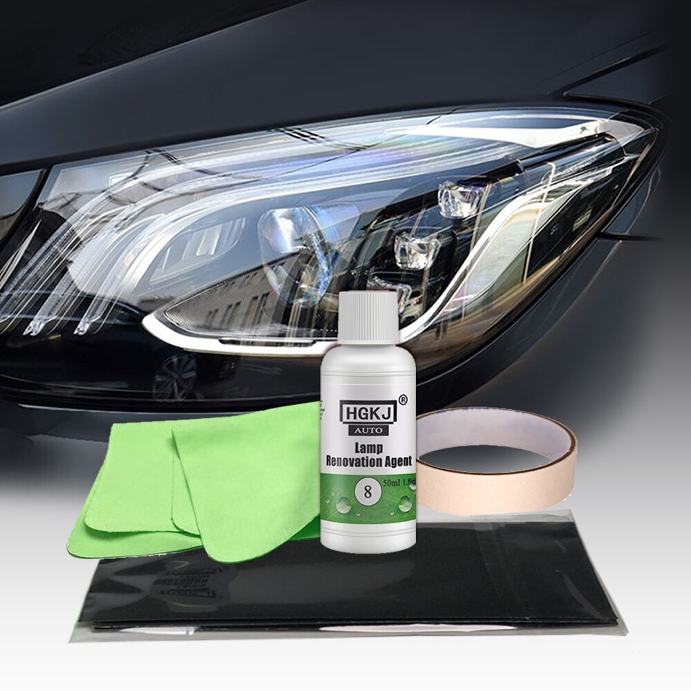 Headlight Restorer HGKJ 8 Car Lights Polishing Kit Chemical Repair Renovation Auto Detailing Liquid Polymer Protect Coating