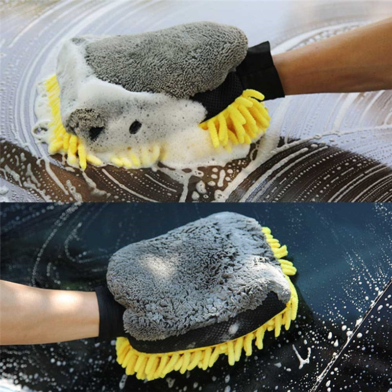 Waterproof Car Wash Microfiber Chenille Gloves Thick Car Cleaning Mitt Wax Detailing Brush Auto Care Double-faced Glove