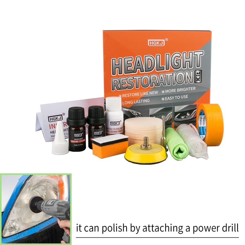 Headlight Restorer HGKJ 8 Car Lights Polishing Kit Chemical Repair Renovation Auto Detailing Liquid Polymer Protect Coating