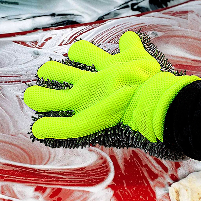 Waterproof Car Wash Microfiber Chenille Gloves Thick Car Cleaning Mitt Wax Detailing Brush Auto Care Double-faced Glove