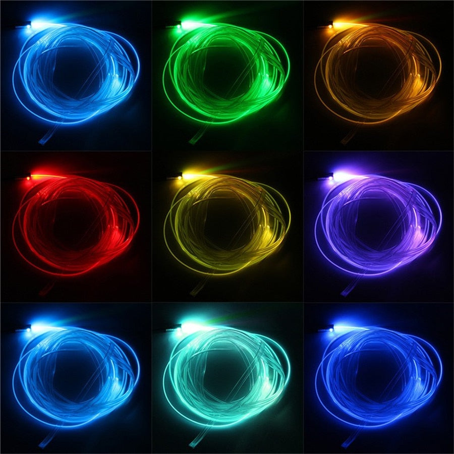 Car LED EL Neon Wire Strip Light RGB Multiple Modes App Control Auto Interior Decorative Ambient Neon Lamp