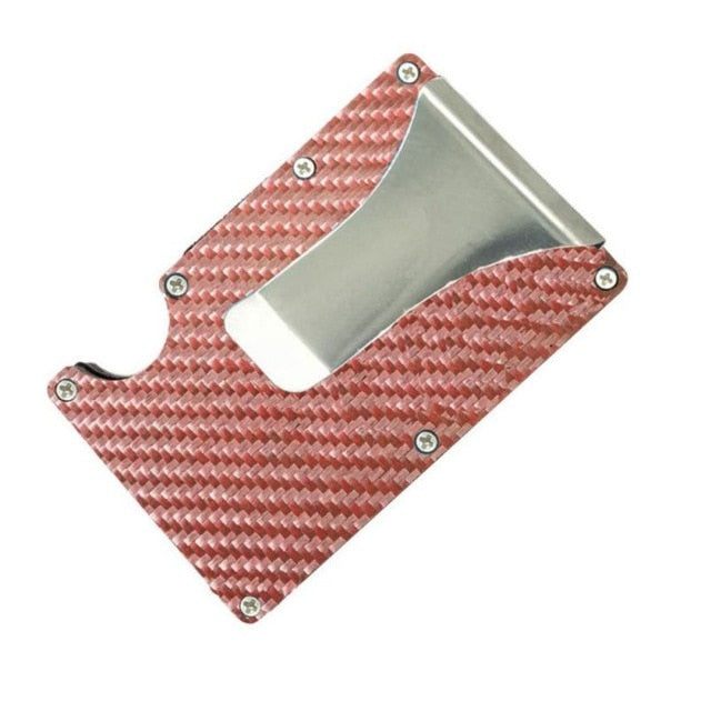 Business Aluminum Wallet Automatic Slide Card Case Carbon Fiber PU Leather Metal ID Credit Card Holder Clip