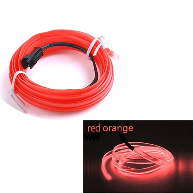 1M/2M/3M/5M Car Interior Led Decorative Lamp EL Wiring Neon Strip For Auto DIY Flexible Ambient Light USB Party Atmosphere Diode