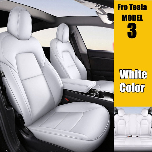 2019-2021 Tesla Model 3 Real Leather Car Seat Cover Wholesale PU Full Surround Waterproof Protector Cushion Inerior Accessories