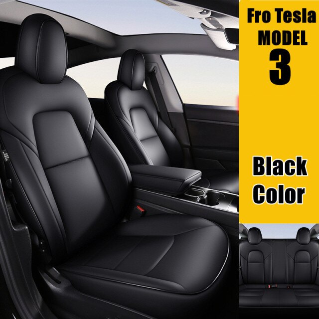 2019-2021 Tesla Model 3 Real Leather Car Seat Cover Wholesale PU Full Surround Waterproof Protector Cushion Inerior Accessories