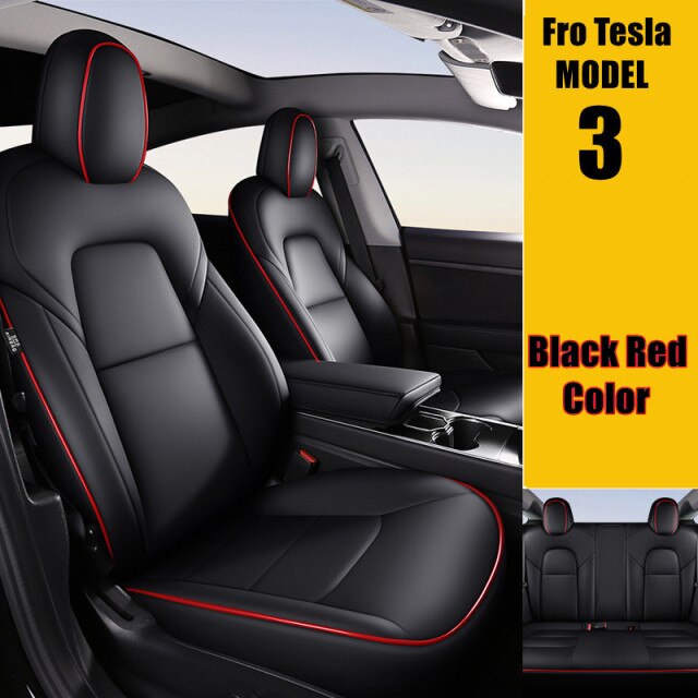 2019-2021 Tesla Model 3 Real Leather Car Seat Cover Wholesale PU Full Surround Waterproof Protector Cushion Inerior Accessories