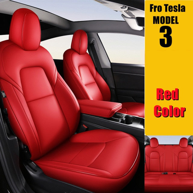 2019-2021 Tesla Model 3 Real Leather Car Seat Cover Wholesale PU Full Surround Waterproof Protector Cushion Inerior Accessories