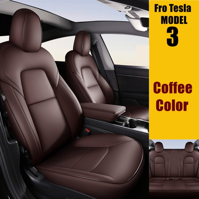 2019-2021 Tesla Model 3 Real Leather Car Seat Cover Wholesale PU Full Surround Waterproof Protector Cushion Inerior Accessories