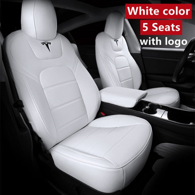 For Tesla Model 3 Y Seat Cover Nappa Leather Full Surround Style Factory Wholesale Price White Cushion Car Interior Accessories