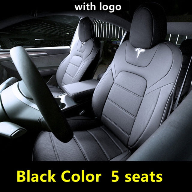 For Tesla Model 3 Y Seat Cover Nappa Leather Full Surround Style Factory Wholesale Price White Cushion Car Interior Accessories