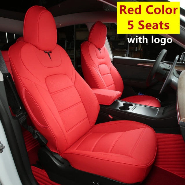 For Tesla Model 3 Y Seat Cover Nappa Leather Full Surround Style Factory Wholesale Price White Cushion Car Interior Accessories