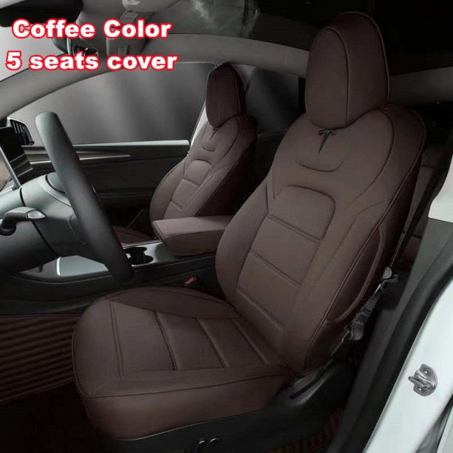 For Tesla Model 3 Y Seat Cover Nappa Leather Full Surround Style Factory Wholesale Price White Cushion Car Interior Accessories