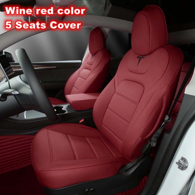 For Tesla Model 3 Y Seat Cover Nappa Leather Full Surround Style Factory Wholesale Price White Cushion Car Interior Accessories