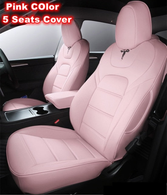 For Tesla Model 3 Y Seat Cover Nappa Leather Full Surround Style Factory Wholesale Price White Cushion Car Interior Accessories